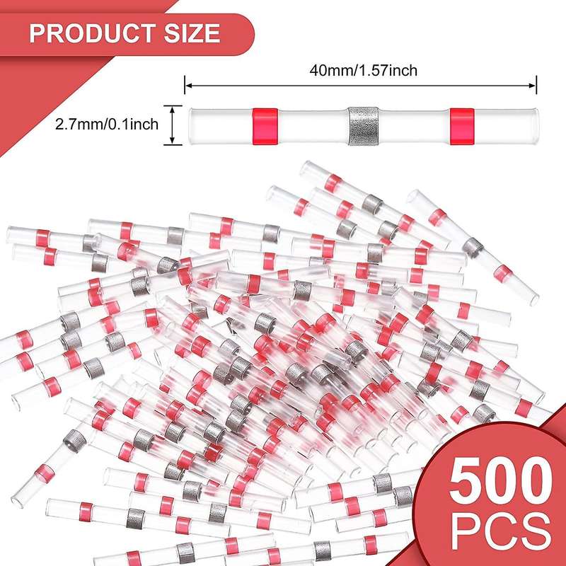 500 Pcs 22-18 Awg Red Solder Seal Wire Connectors Solder Waterproof