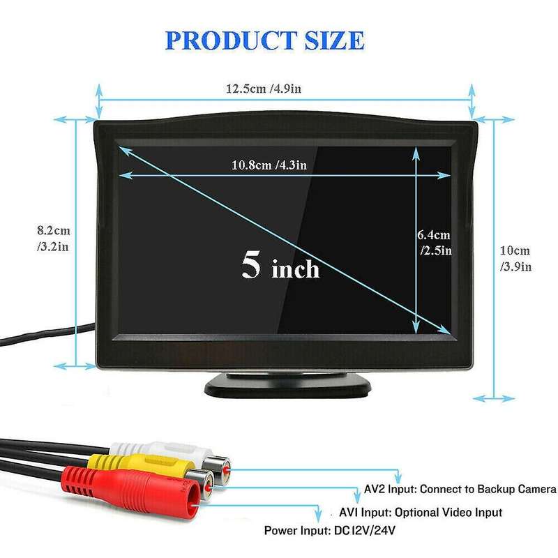 5 Inch 800x480 Tft Screen Monitor with Dual Mounting Bracket for Car
