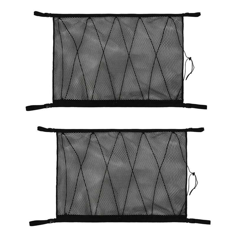2x Car Ceiling Storage Pocket Roof Interior Cargo Net Bag Black