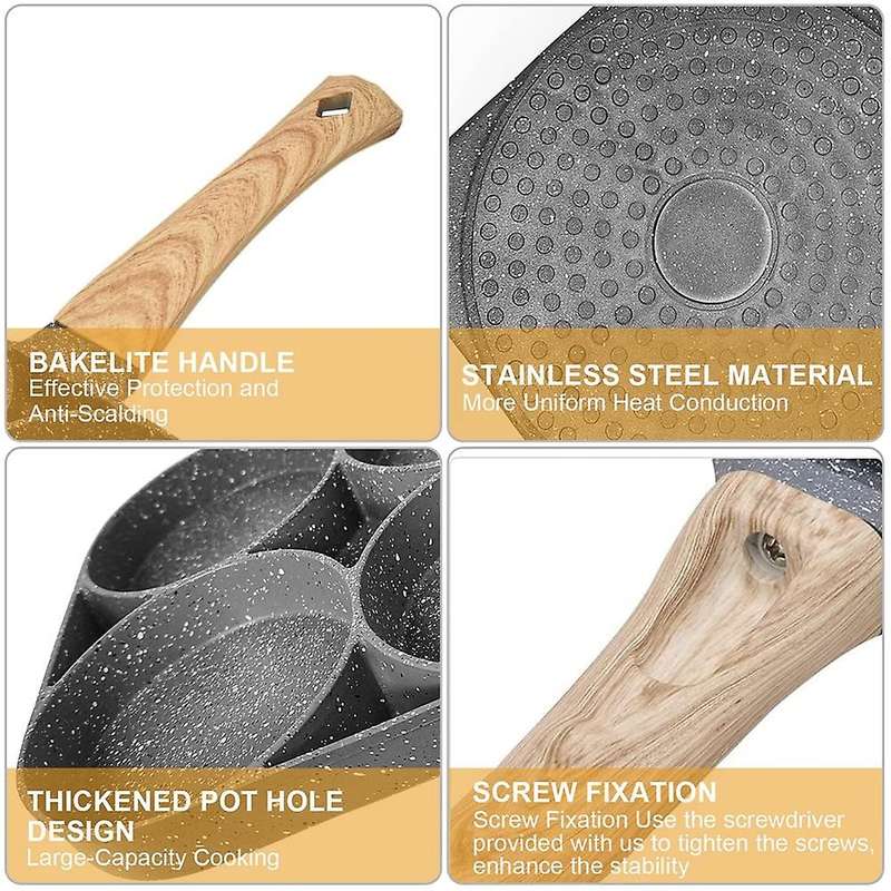 Non-stick Pancake Pan Egg Pan with 4 Hole Fried Egg Pan