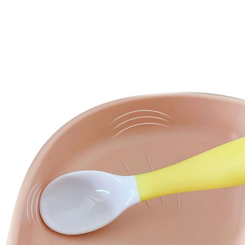 Divided Square Suction Cup Bowl Baby Silicone Dinner Plate Pink