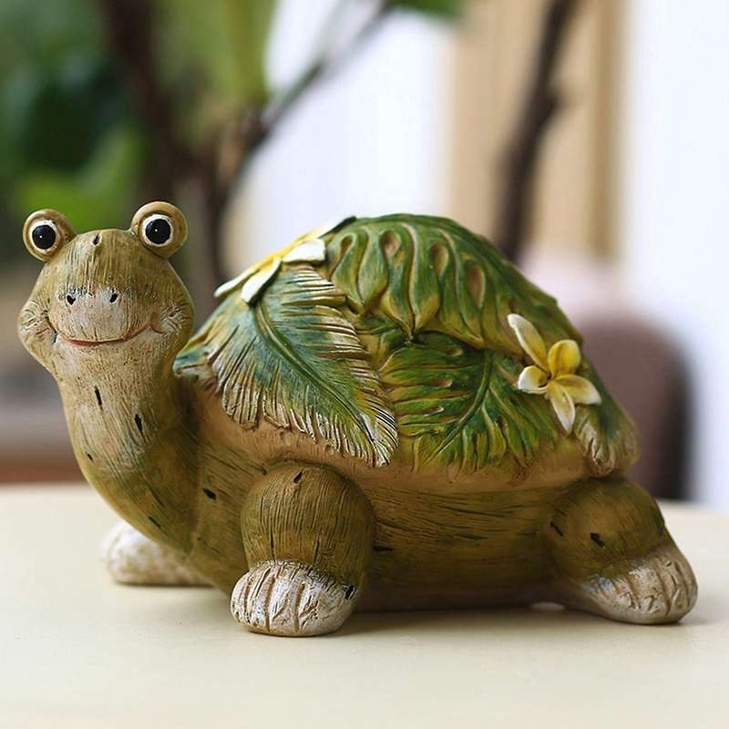 Floral Turtle Garden Statue, Outdoor Decorative Resin Statue Ornament