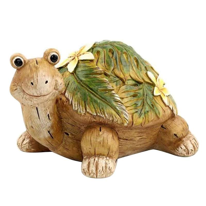 Floral Turtle Garden Statue, Outdoor Decorative Resin Statue Ornament