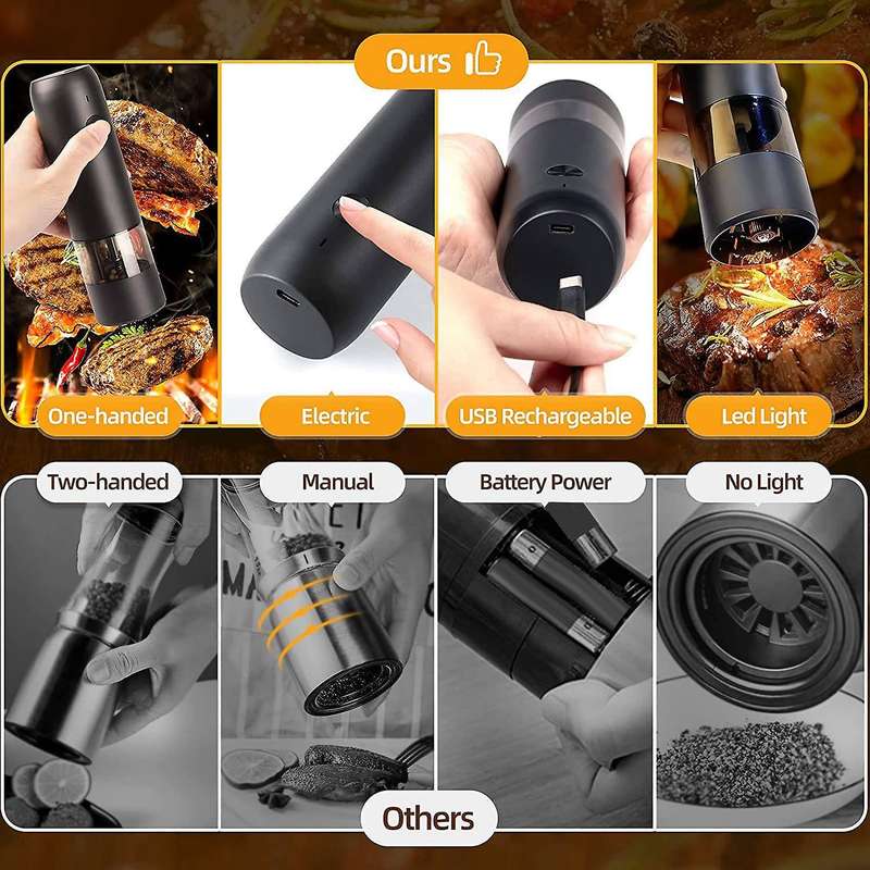 Electric Pepper Grinder,automatic Pepper and Salt Mill Grinder
