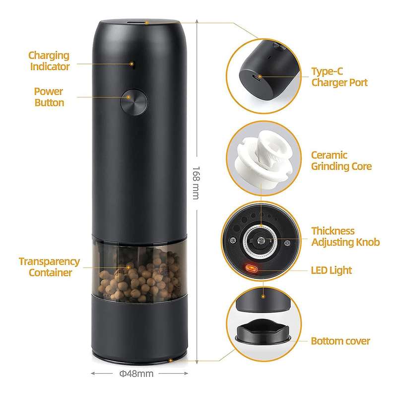 Electric Pepper Grinder,automatic Pepper and Salt Mill Grinder