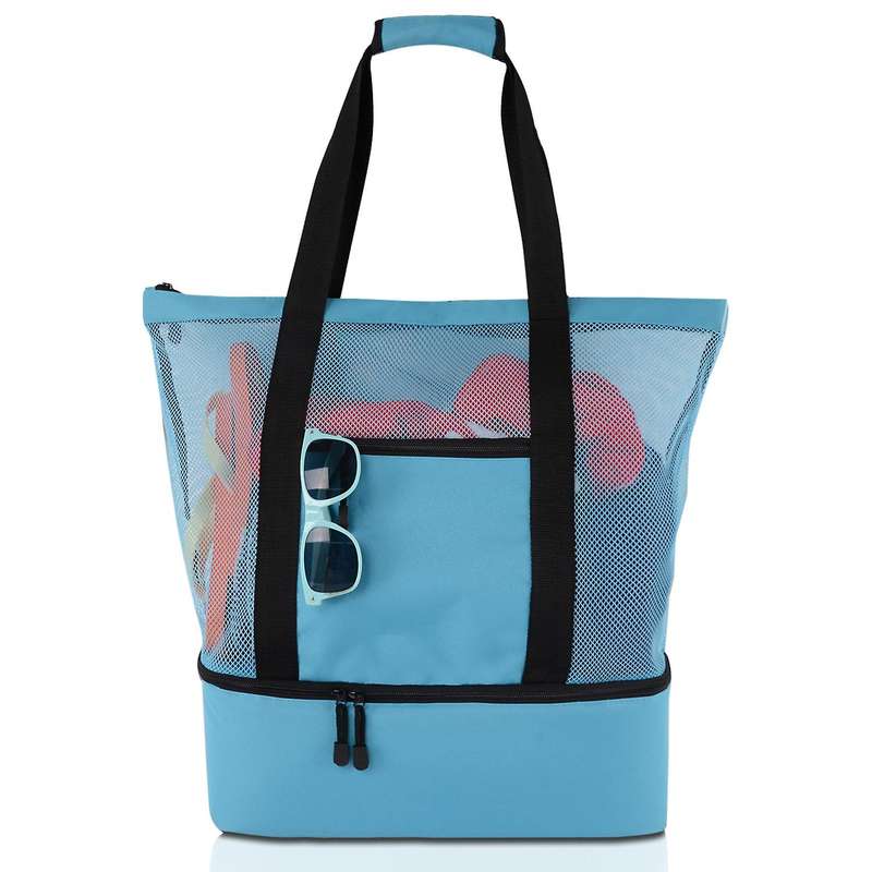 Storage Bag Picnic Beach Bag Double-layer Mesh Beach Picnic Bag Blue