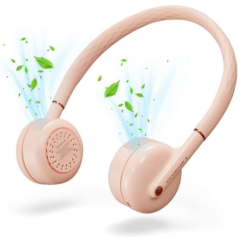 Portable Neck Fan, Bladeless Neck Fans with Colorful Lights Pink