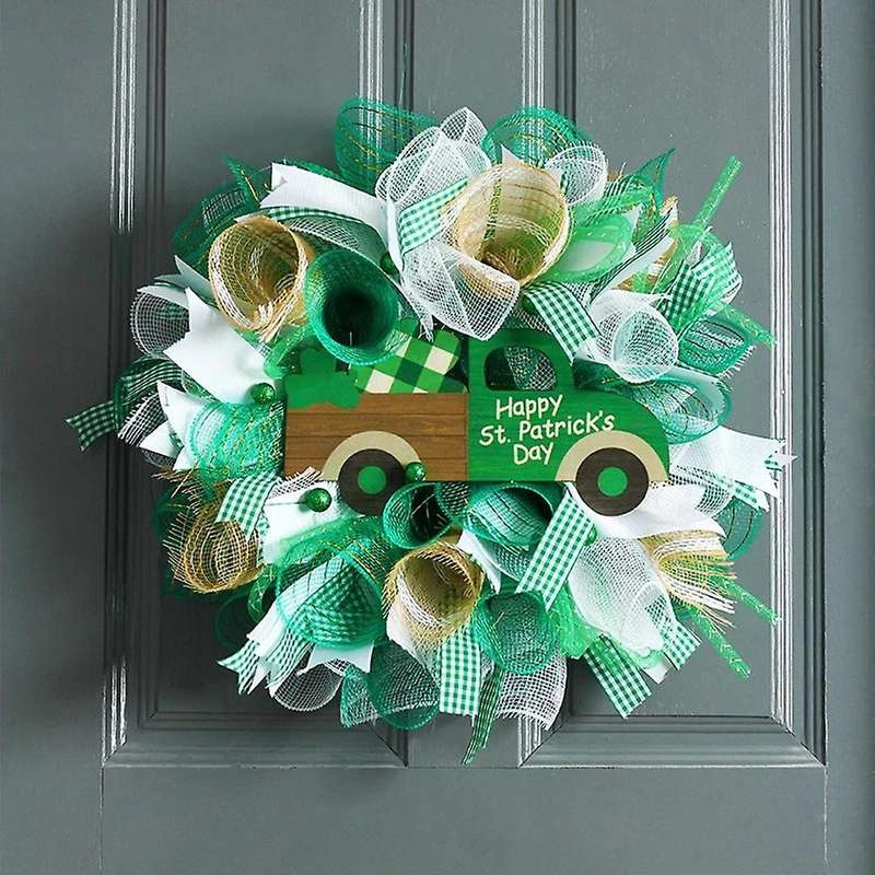Northern Irish Festival Green Garland Ribbon Hanging Wreath Home