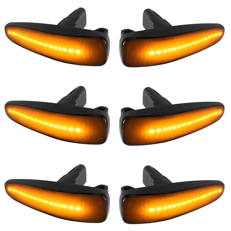 6x Smoked Lens Amber Led Front Side Marker Lights for Mitsubishi
