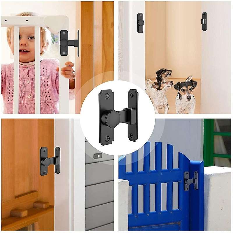 Sliding Door Lock Hardware, Gate Latches Flip Latch Lock Black 2pack