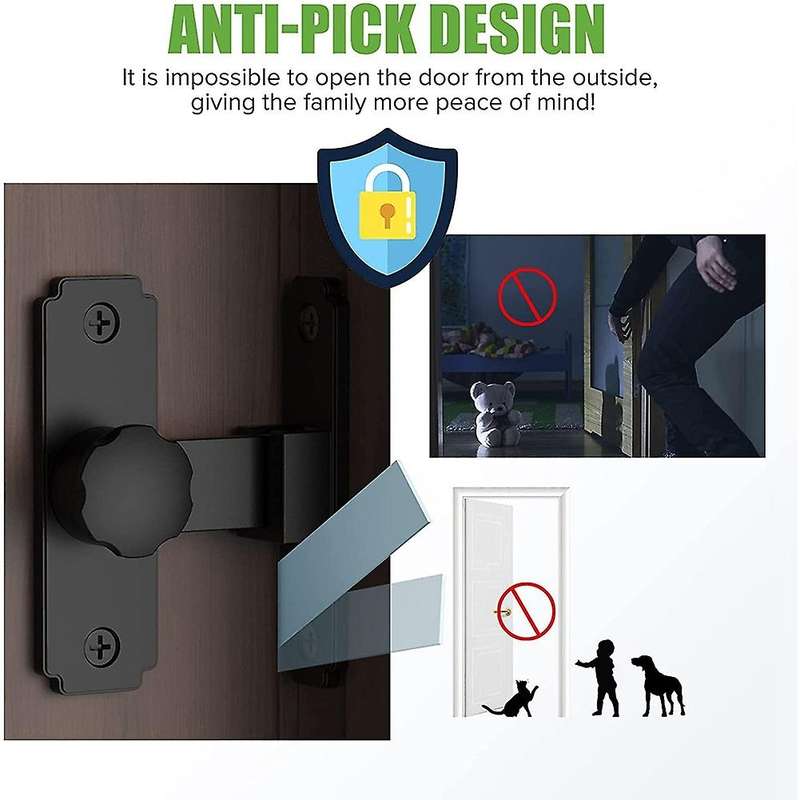 Sliding Door Lock Hardware, Gate Latches Flip Latch Lock Black 2pack