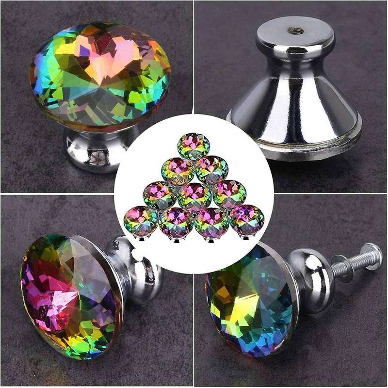 10pcs 30mm Colorful Knobs Glass Cabinet Knobs Drawer Pulls Handle