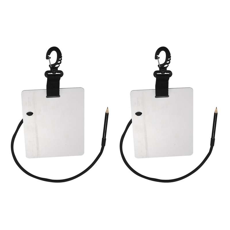 2x Dive Writing Slate with Swivel Clip and Pencil for Water Diving