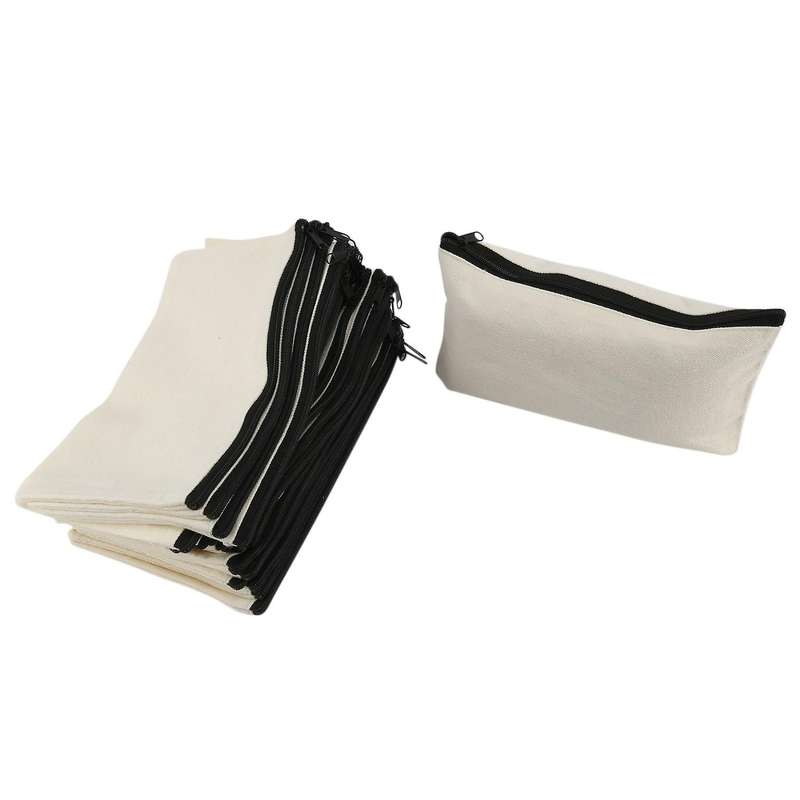 40 Pcs Canvas Pencil Pouch Zipper Makeup Bags Blank Craft Diy Bags