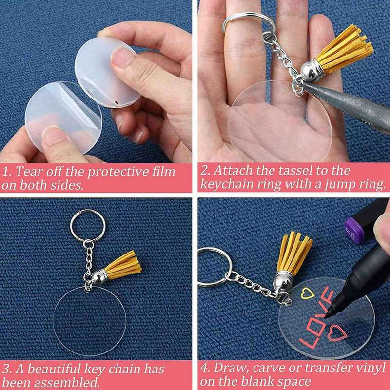 240pcs Ornament Blanks Kit Including Blanks, Tassels, Key Chain Rings