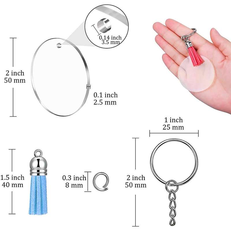 240pcs Ornament Blanks Kit Including Blanks, Tassels, Key Chain Rings