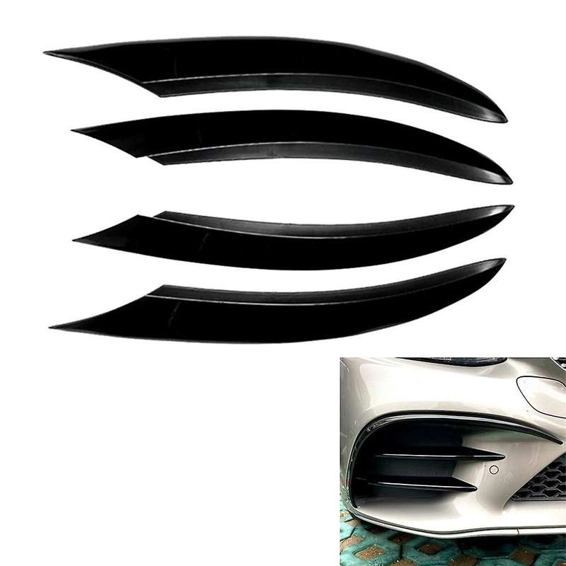 Abs Glossy Black Front Bumper Lower Grille Frame Fog Light Cover Trim