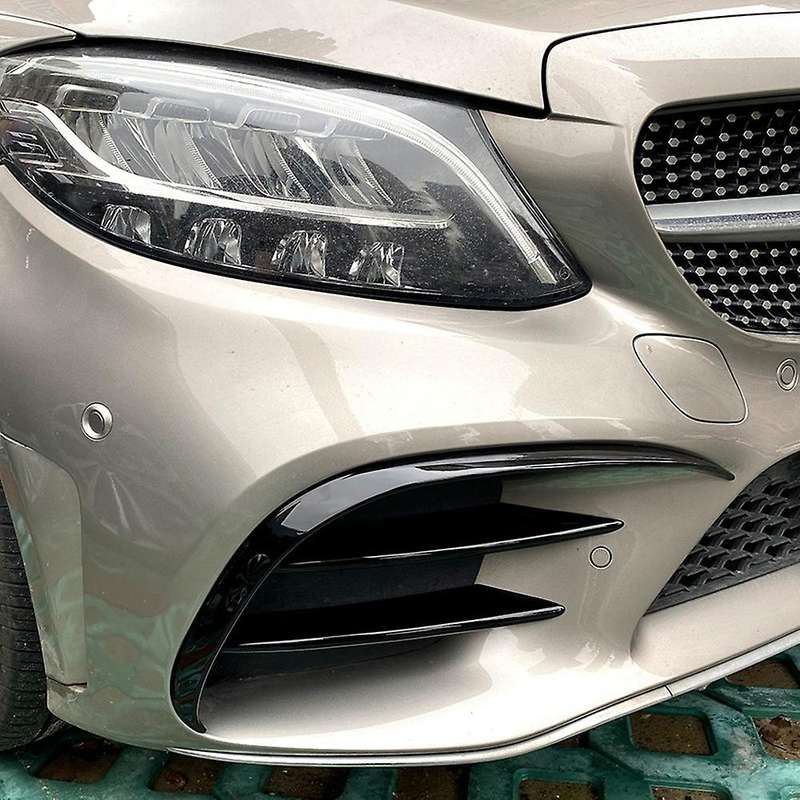 Abs Glossy Black Front Bumper Lower Grille Frame Fog Light Cover Trim