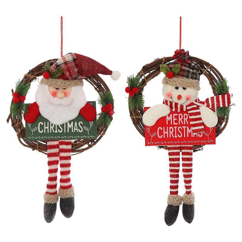 Rattan Garland Snowman Vine Ring Pendant Christmas Decorations C