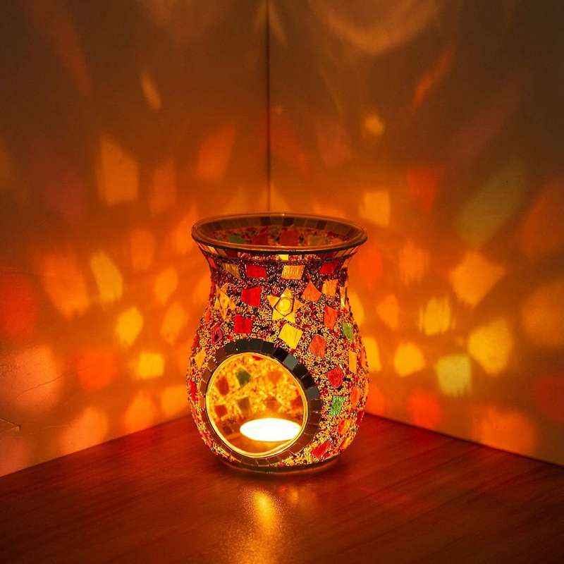 Mosaic Glass Oil Burner Tealight Candle Wax Melter Warmer Candle B