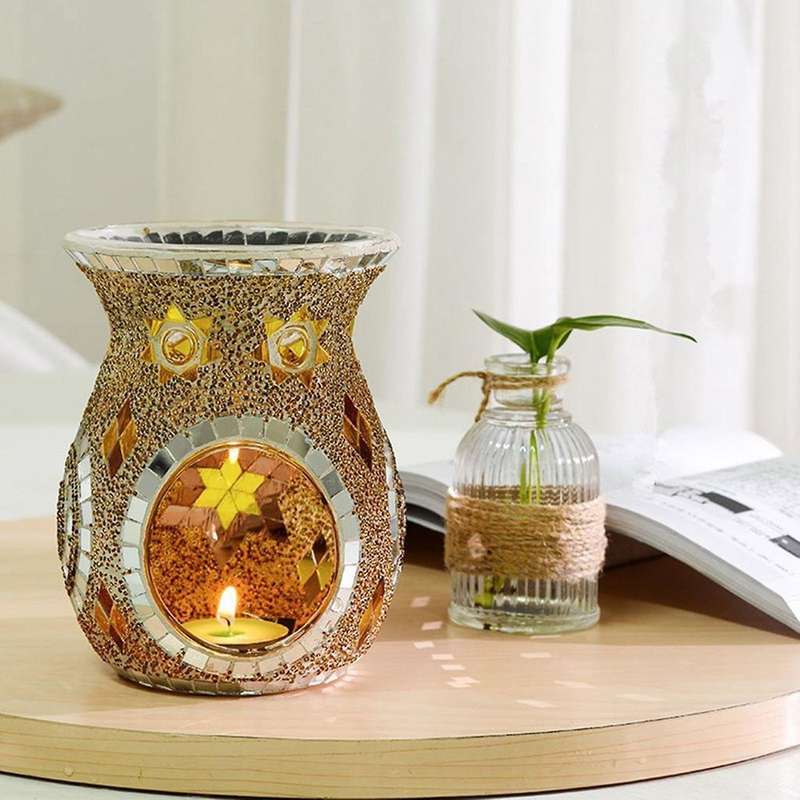 Mosaic Glass Oil Burner Tealight Candle Wax Melter Warmer Candle B