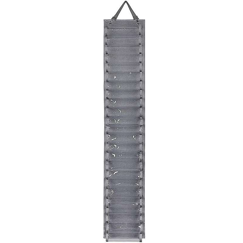 48 Compartments Vinyl Roll Storage Organizer, Hanging Over Door Gray