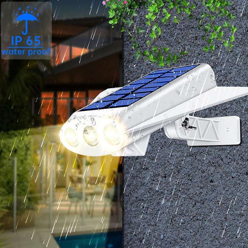 Solar Garden Wall Light Outdoor Solar Led Lamp Black Shell White