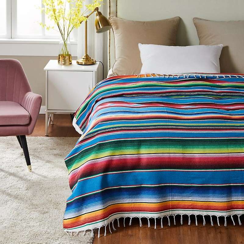 Mexican Blanket Sarape Picnic Rug Throw Tablecloth Hot Rod, 120x180cm