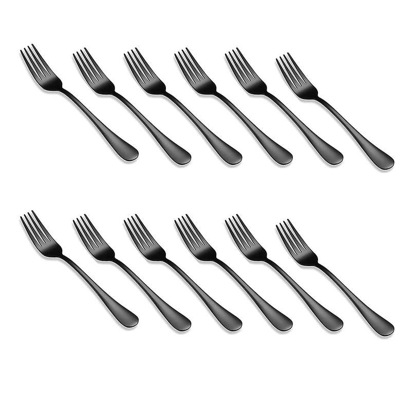 12 Piece Black Dinner Forks Set, Dessert Forks,metal Fork Silverware