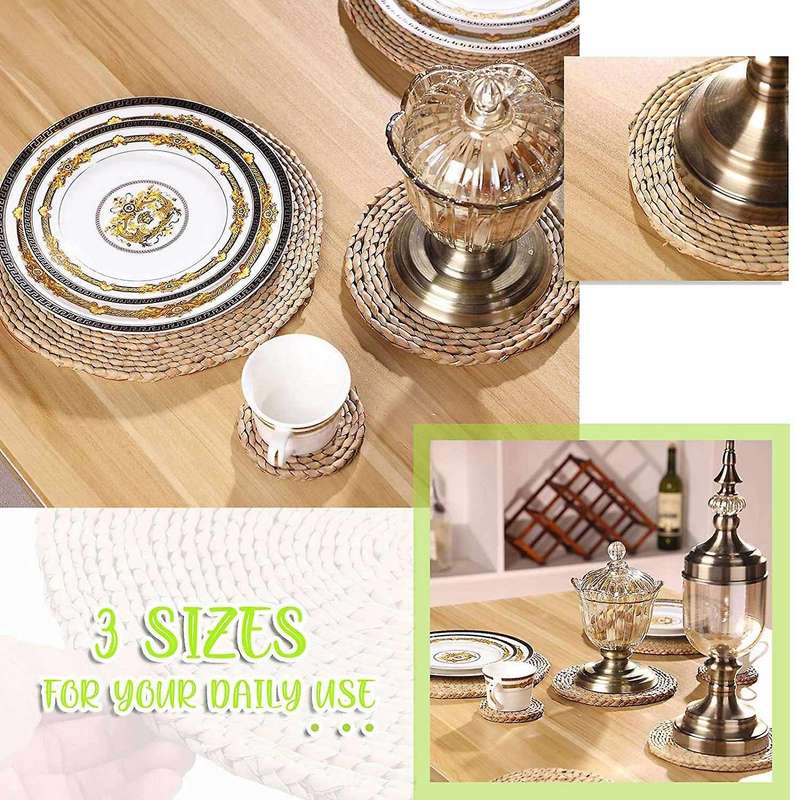 10pcs Round Weave Placemat for Table,pots,12 Inch,8 Inch,4 Inch