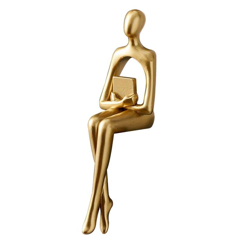 Thinker Statue Abstract Figure Sculpture Small Resin Office Decor B