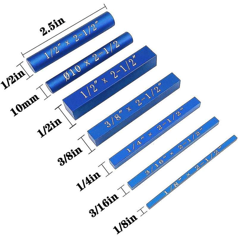 7pcs Precision Aluminum Setup Bars for Router and Table Saw (blue)