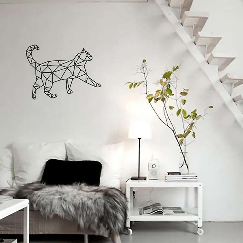 2pcs Metal Cat Art Wall Geometric Cat Decoration