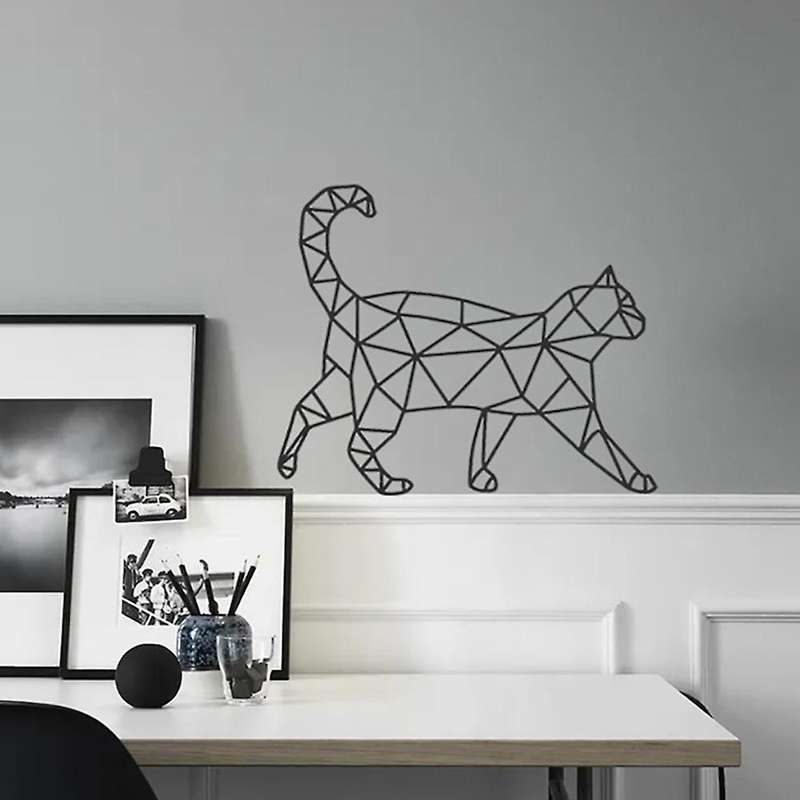 2pcs Metal Cat Art Wall Geometric Cat Decoration