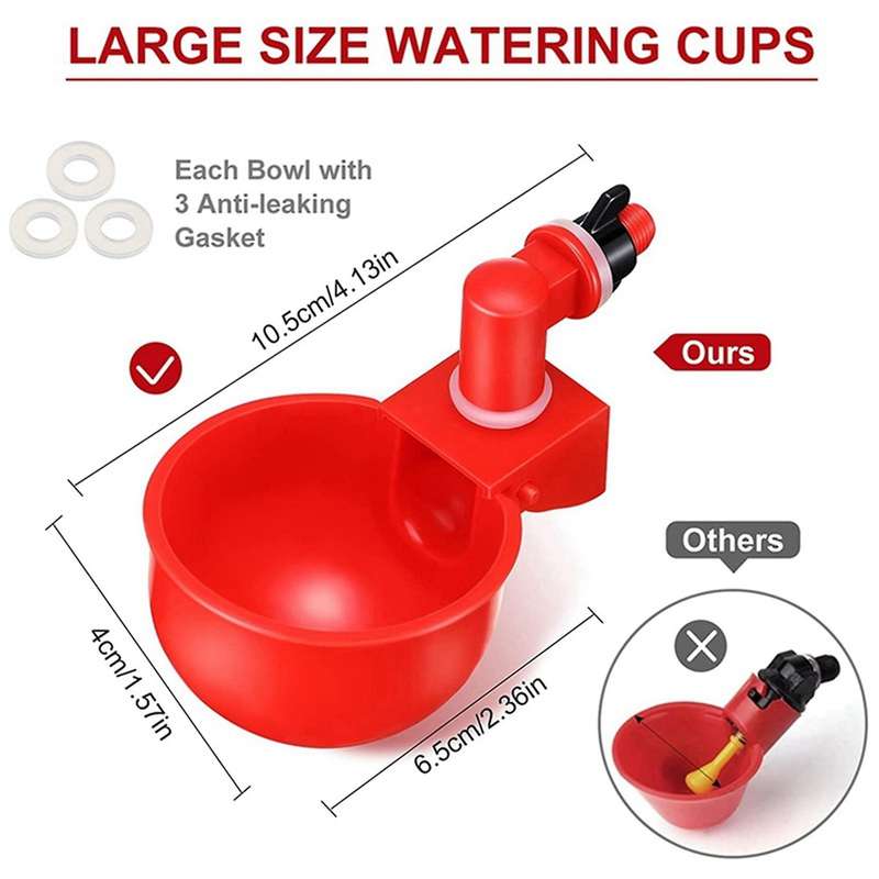 12pcs Chicken Watering Cup Automatic Filling Waterer Poultry Drinking