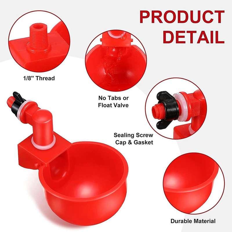 12pcs Chicken Watering Cup Automatic Filling Waterer Poultry Drinking