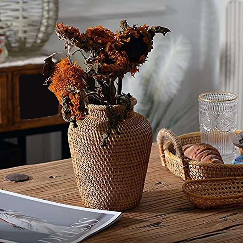 Rattan Woven Vase Art Vase Faddish Flower Pot for Home Decor