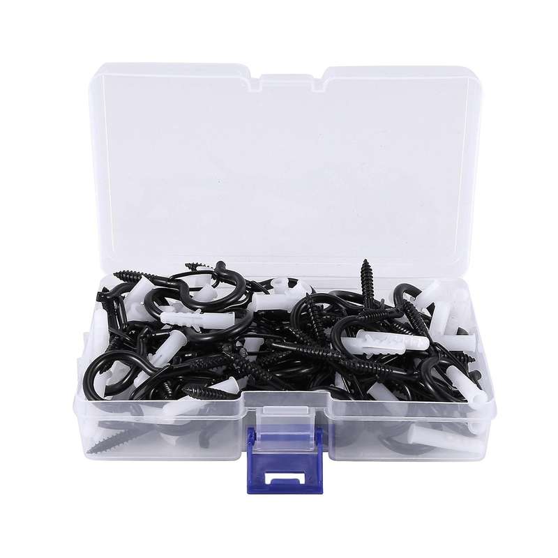 48 Pcs Q-hanger, Screw Hooks for Outdoor String Lights, Safety Buckle