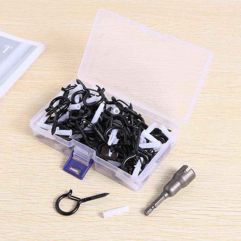 48 Pcs Q-hanger, Screw Hooks for Outdoor String Lights, Safety Buckle