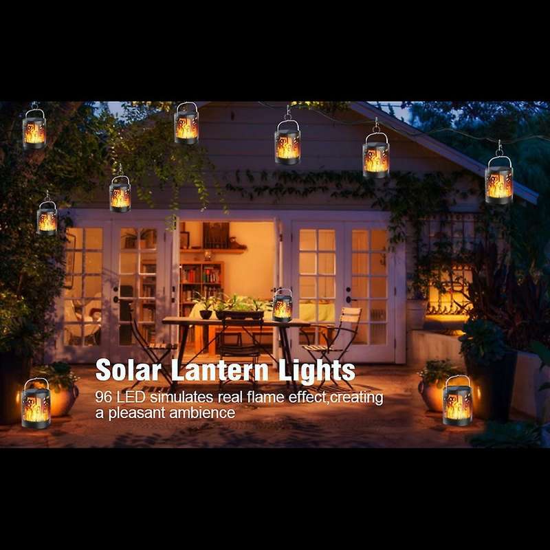 Solar Lanterns Waterproof Flickering Flame Lantern for Garden Patio