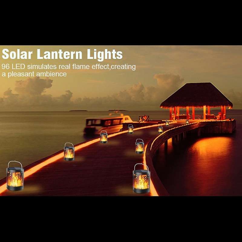 Solar Lanterns Waterproof Flickering Flame Lantern for Garden Patio