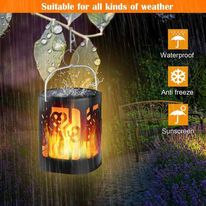 Solar Lanterns Waterproof Flickering Flame Lantern for Garden Patio