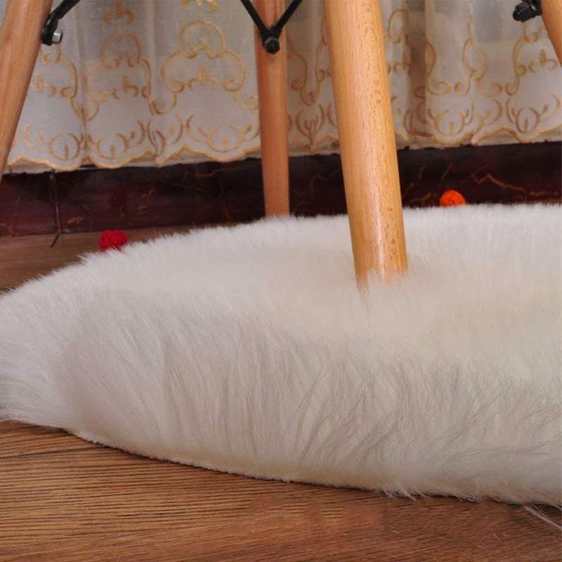Super Soft Faux Fur Sheepskin Rug Shaggy Silky Plush Carpet White