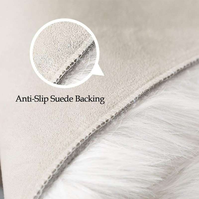 Super Soft Faux Fur Sheepskin Rug Shaggy Silky Plush Carpet White