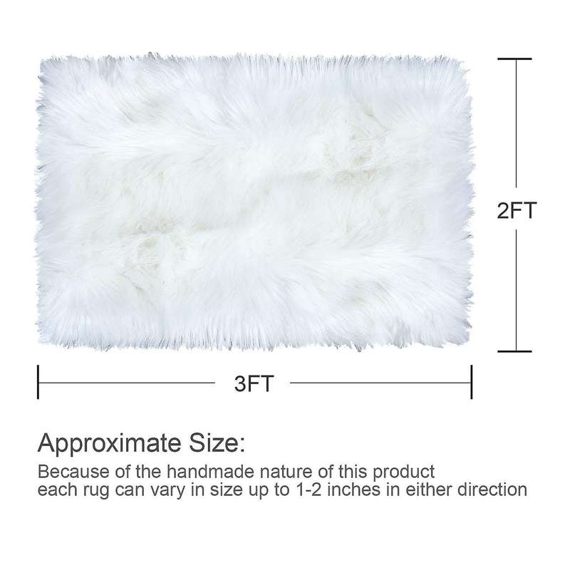 Super Soft Faux Fur Sheepskin Rug Shaggy Silky Plush Carpet White