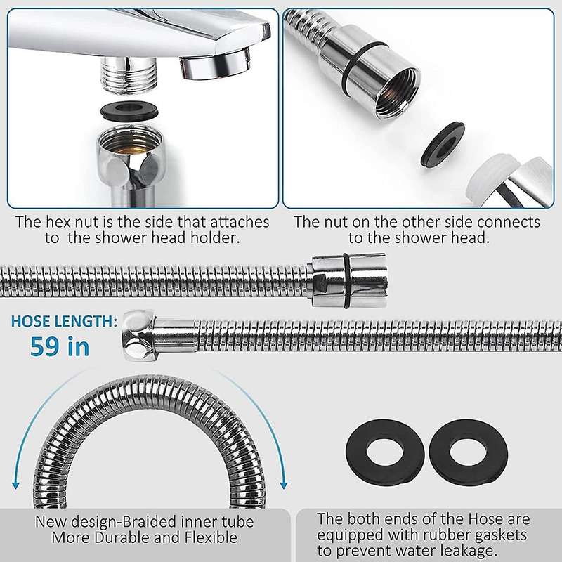 Shower Head and Hose High Pressure - Shower Head with Hose 1.5m