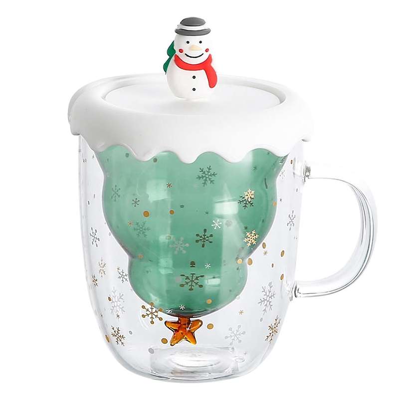 Christmas Glass Double-layer Cup, Star Wish Cup, Christmas Tree Cup