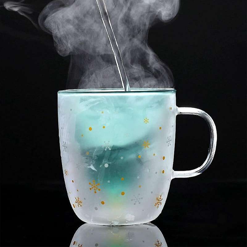 Christmas Glass Double-layer Cup, Star Wish Cup, Christmas Tree Cup