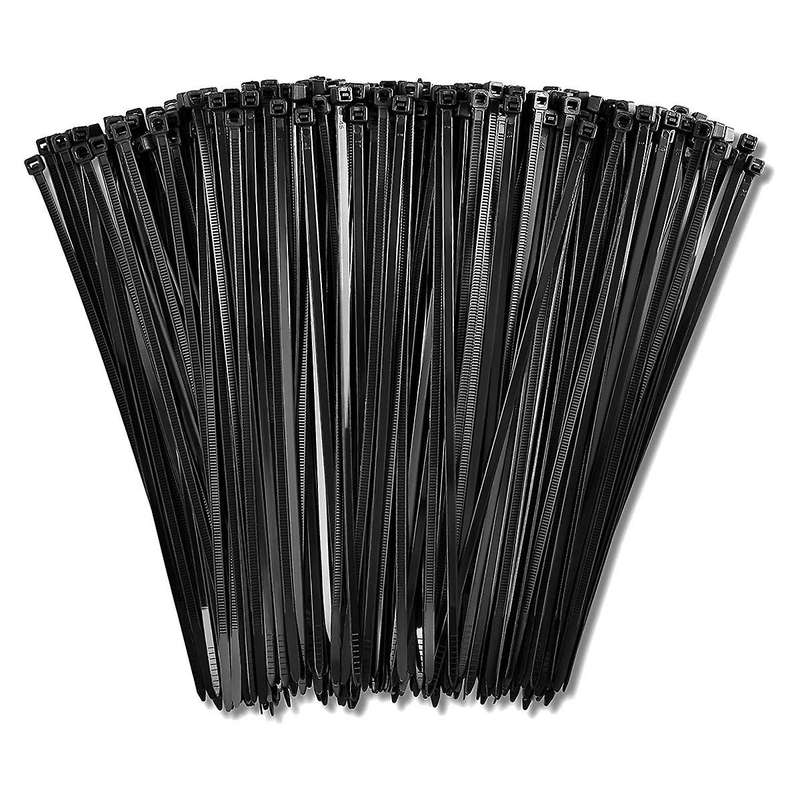 8 Inch Black Zip Ties 1000 Pack, Nylon Wire Ties for Indoor Use
