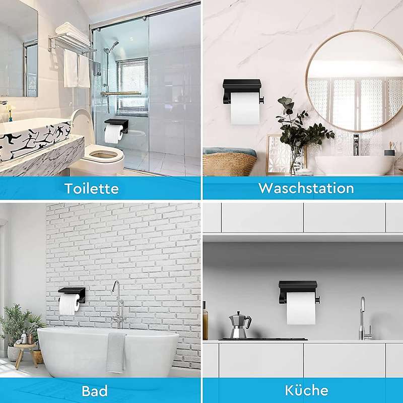 Toilet Paper Holder without Drilling with Shelf,for Bathroom Toilet